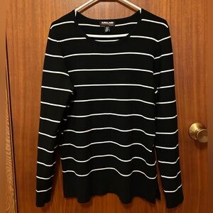 Kirkland Signature Black Sweater with White Stripes
